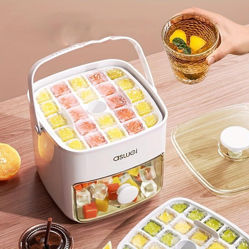 Máquina para Hacer Cubitos de Hielo 2 en 1 con Bandeja y Tapa – Práctica, Moderna y Eficiente