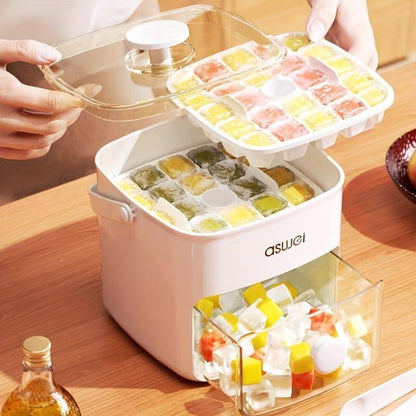 Máquina para Hacer Cubitos de Hielo 2 en 1 con Bandeja y Tapa – Práctica, Moderna y Eficiente